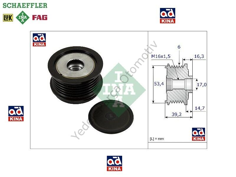 ALTERNATÖR KASNAĞI 535023610 (39,2mm) FIESTA-FOCUS 09> CMAX 1.5 TDCI-1.6-2.0tdci