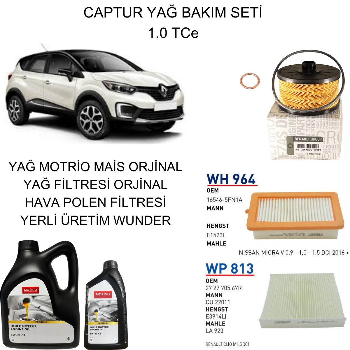 CAPTUR 1.0 TCE YAĞ BAKIM SETİ