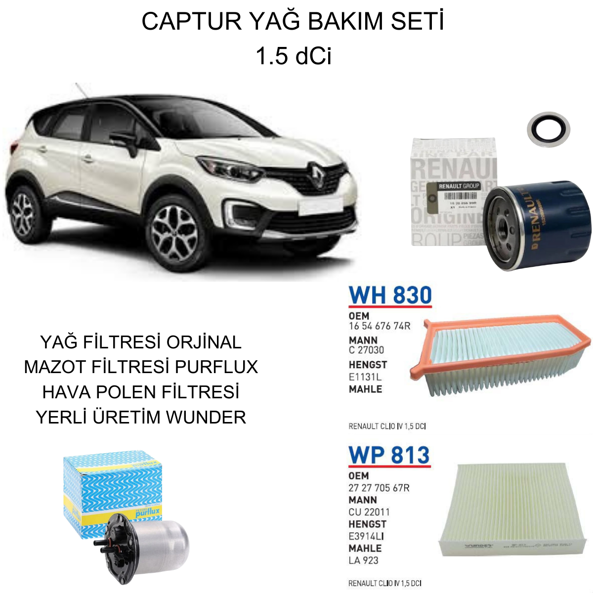CAPTUR 1.5 DCI YAĞ BAKIM SETİ-2