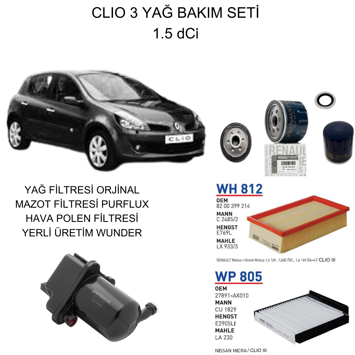 CLIO 3 (III) 1.5 dCi YAĞ BAKIM SETİ-2