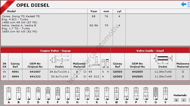 SİBOP GAYDI G0505 IN-4 EX-4 ASTRA 1.7D 8V TURBO