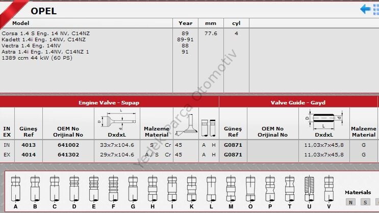 SİBOP GAYDI G0871 IN 4 EX 4 ASTRA CORSA 1.4 8V