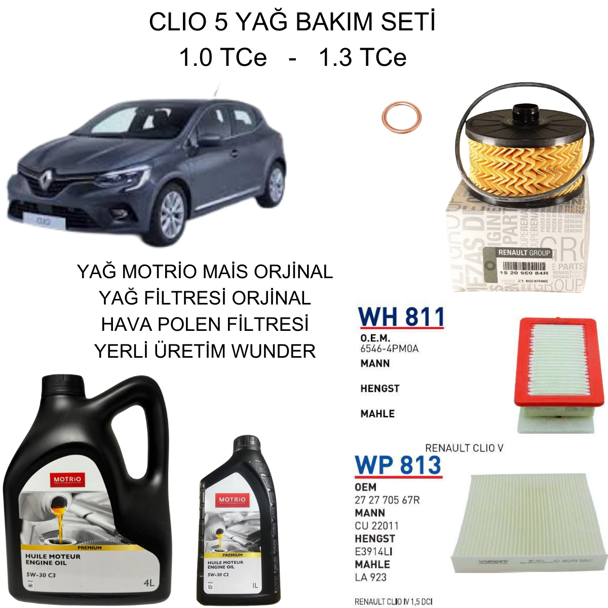 CLIO 5 (V) 1.0 TCE - 1.3 TCE YAĞ BAKIM SETİ