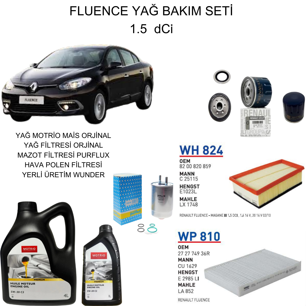 FLUENCE 1.5 DCI YAĞ BAKIM SETİ