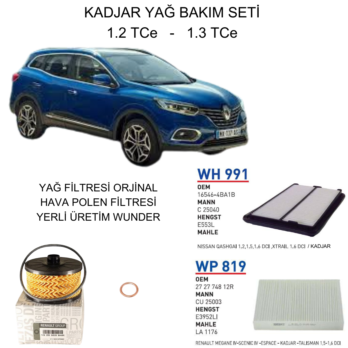 KADJAR 1.2 TCE - 1.3 TCE YAĞ BAKIM SETİ-2