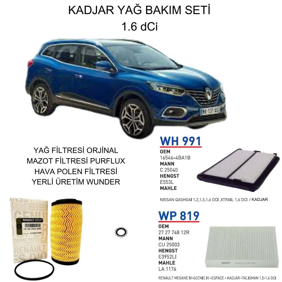 KADJAR 1.6 DCI YAĞ BAKIM SETİ-3