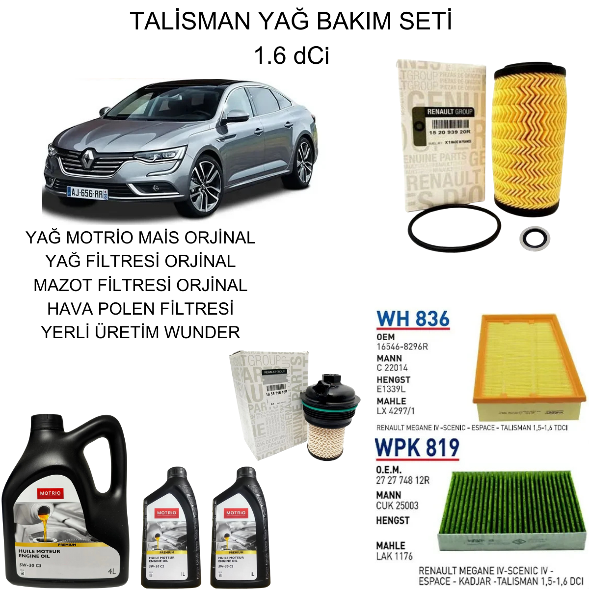 TALİSMAN 1.6 DCI YAĞ BAKIM SETİ