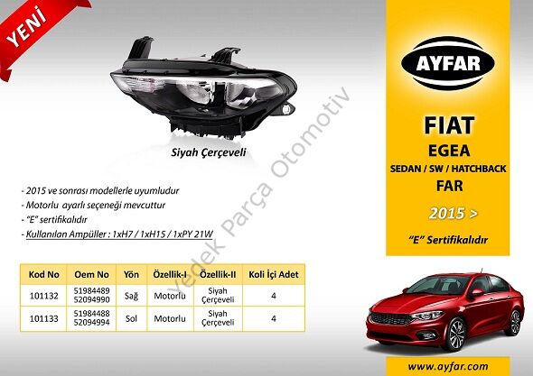 FAR SOL 101133 EGEA 15-> MOTORLU SİYAH ÇERÇEVELİ