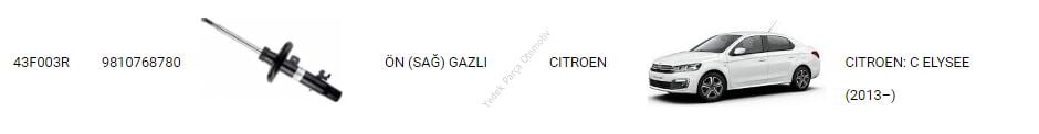 AMORTİSÖR ÖN SAĞ 43F003R 301 2012-
