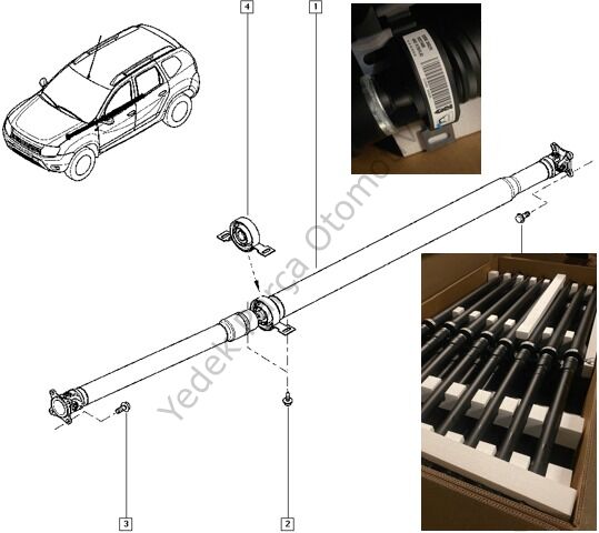 KARDAN MİLİ + DİNGİL ARA TAKOZ KOMPLE 320003602R DUSTER (370002820R-397740385R)