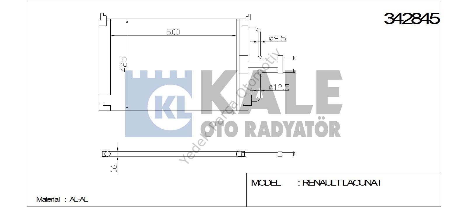 KLİMA RADYATÖRÜ 342845 LAGUNA I / GRANDTOUR