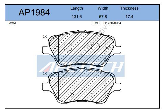 DİSK BALATA ÖN A03.2474 TRANSİT TOURNEO COURIER (14-) B-MAX FIESTA-VI (12-)
