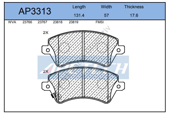 DİSK BALATA ÖN AP3313 COROLLA (03-) 1.4 1.6 VVTI AVENSIS