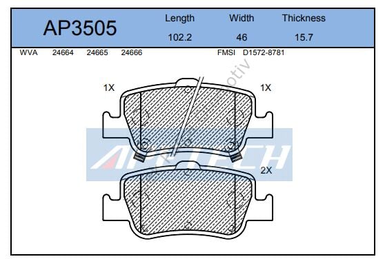 DİSK BALATA ARKA AP3505 AURIS COROLLA 1.4 D4D (07-)