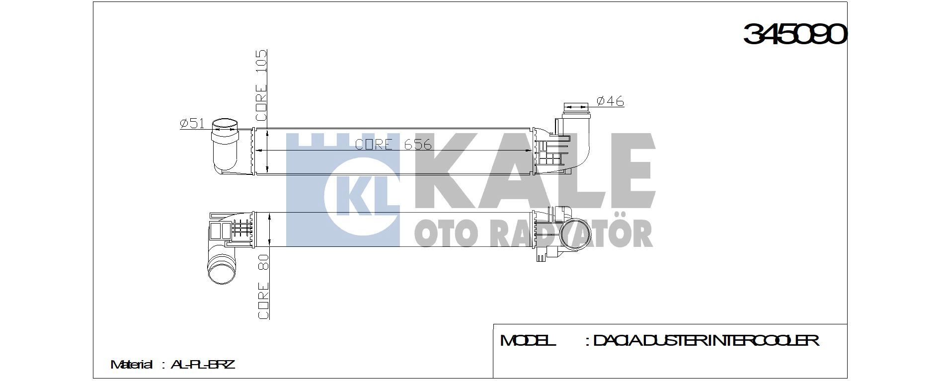 Dokker Duster 1 Turbo Radyatörü İntercooler 1.5 Dci K9K 8200880552 Kale