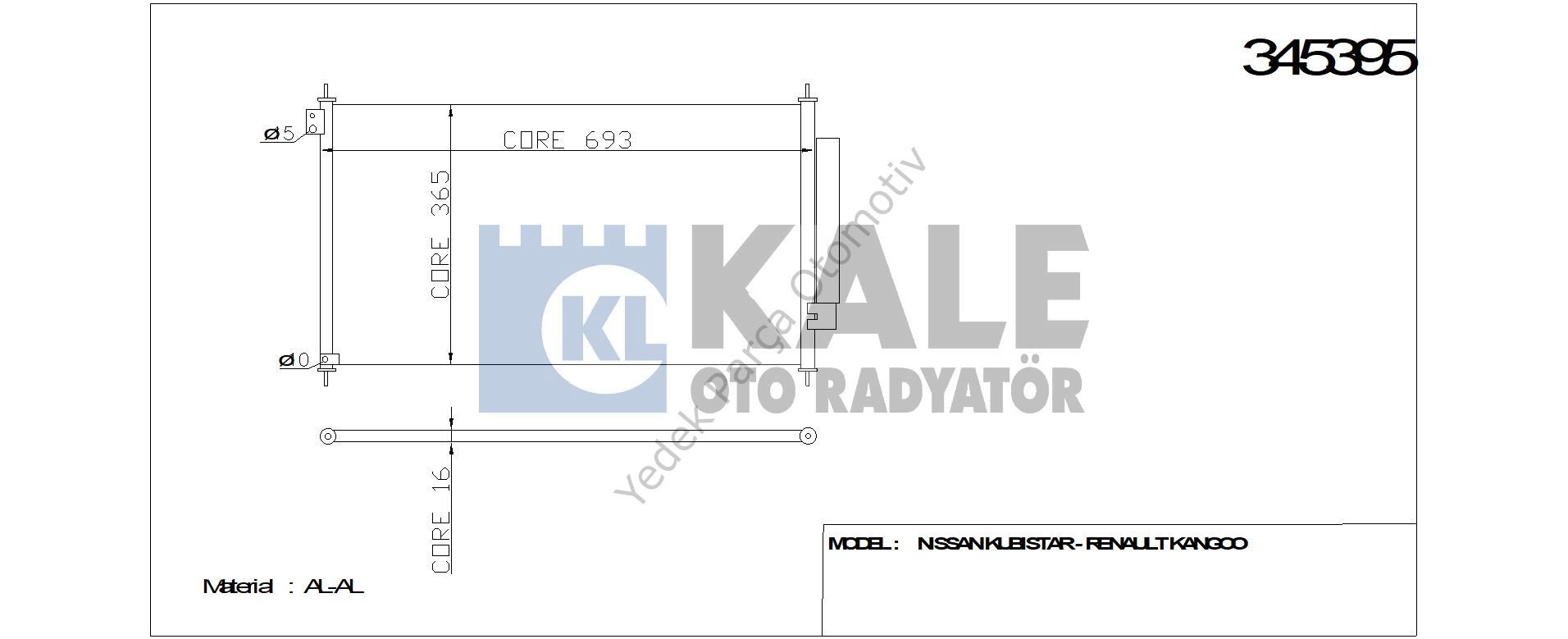 KLİMA RADYATÖRÜ 345395 CIVIC İX 1.5 HYBRID 1.6I 16V 1.8I 16V 2.4I 16V 12-> KURUT