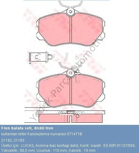 DİSK BALATA ÖN 571471B XM FİŞLİ
