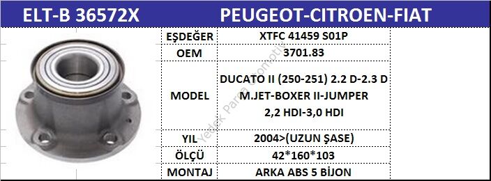 PORYALI ARKA BİLYA B36572X DUCATO-III (06-) ABSLİ 5BİJON BOXER-III JUMPER-III