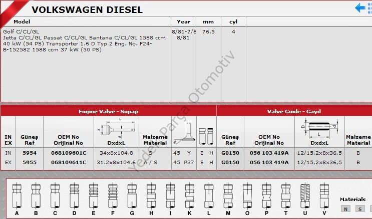 SİBOP TAKIMI 5954-5955 A80 JETTA