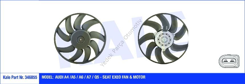 FAN MOTORU 346855 A4 A5 Q5 1.8 2.0T FSI 2.0 3.0 TDI (07-) (200W 350mm)