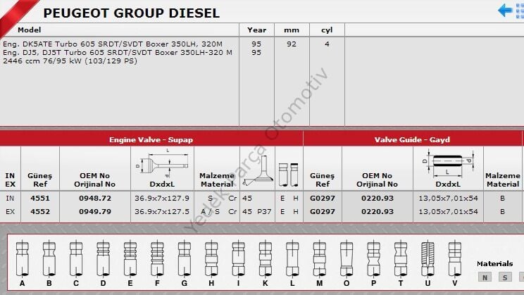 SİBOP GAYDI G0297 IN 8 EX 4 BOXER 350 LH 320M 2.5 DİZEL BRONZ 12 VOLT