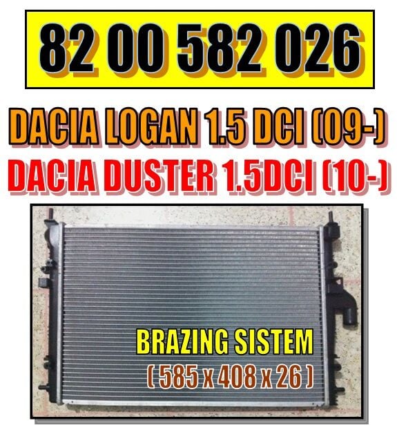 Duster 1 Logan 1 Motor Su Radyatör 1.5 dCi Kılimalı 8200582026 J.deus