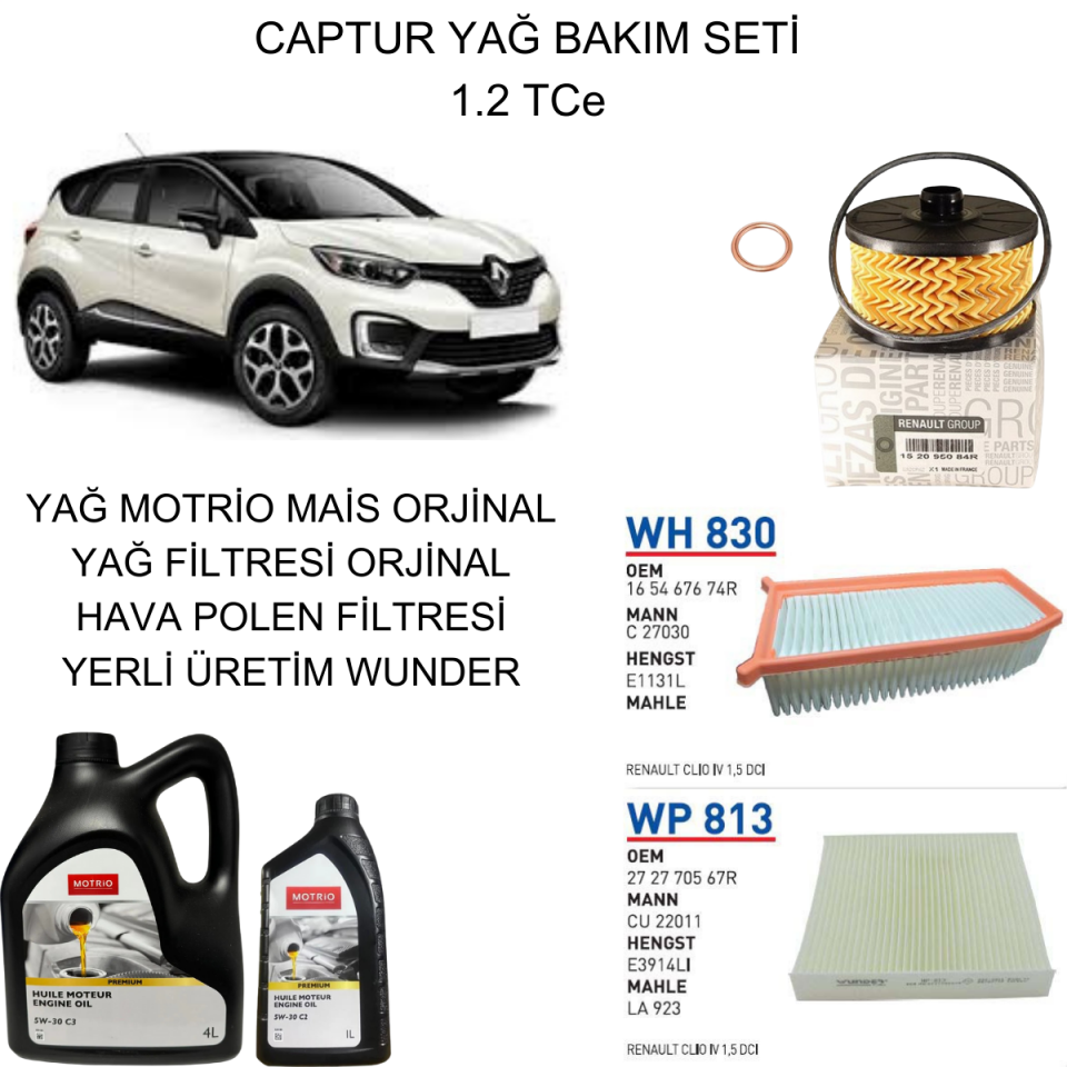 CAPTUR 1.2 TCE YAĞ BAKIM SETİ