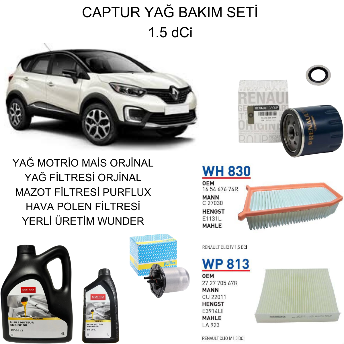 CAPTUR 1.5 DCI YAĞ BAKIM SETİ