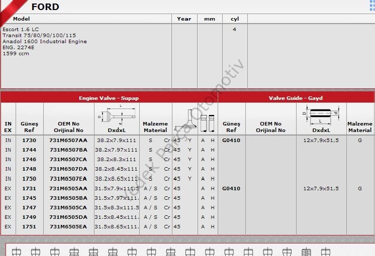 SİBOP GAYDI G0410 IN 4 IN 4 ANADOL 1300 1600 8V