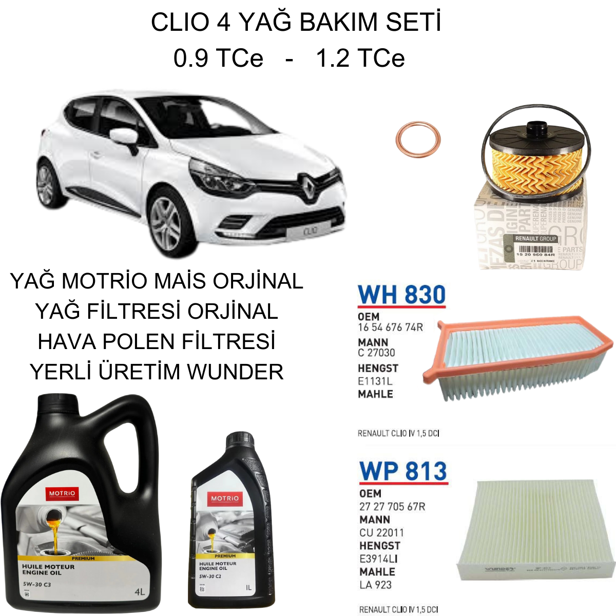 CLIO 4 (IV) 0.9 TCE - 1.2 TCE YAĞ BAKIM SETİ
