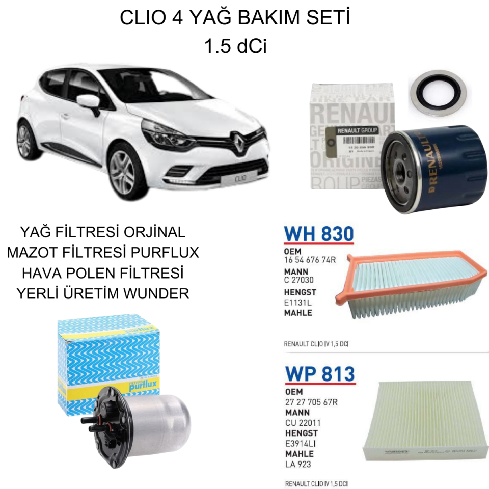CLIO 4 (IV) 1.5 DCI YAĞ BAKIM SETİ-2