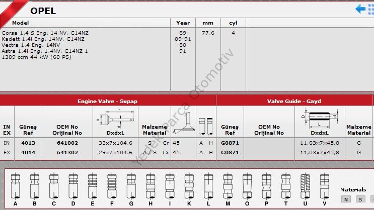 SİBOP GAYDI G0871 IN 4 EX 4 ASTRA CORSA 1.4 8V