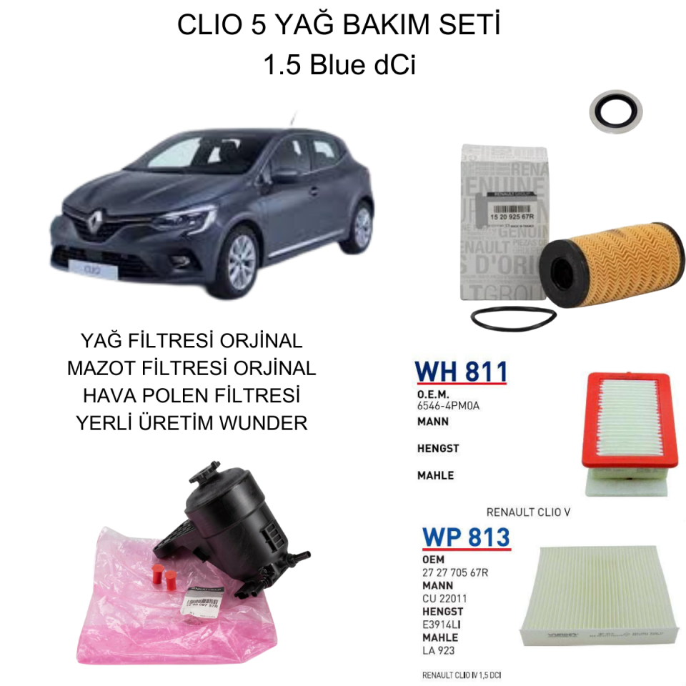 CLIO 5 (V) 1.5 BLUE DCI YAĞ BAKIM SETİ-2