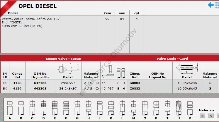 SİBOP GAYDI G0883 IN 8 EX 8 VECTRA 2.0 16V DTL