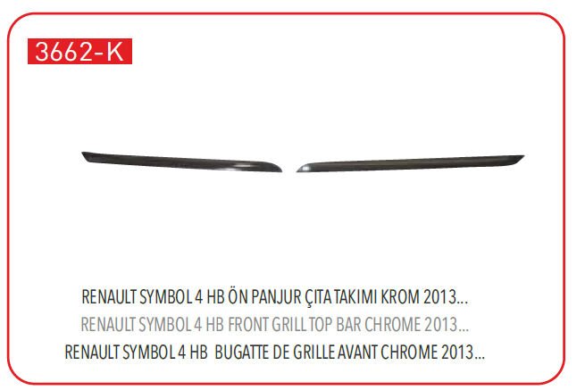 Clio 4-IV Panjur Nikelajı Üst Çıta Kaşı Üst Krom 2013 - 2020 3662-K 620723341R Pleksan