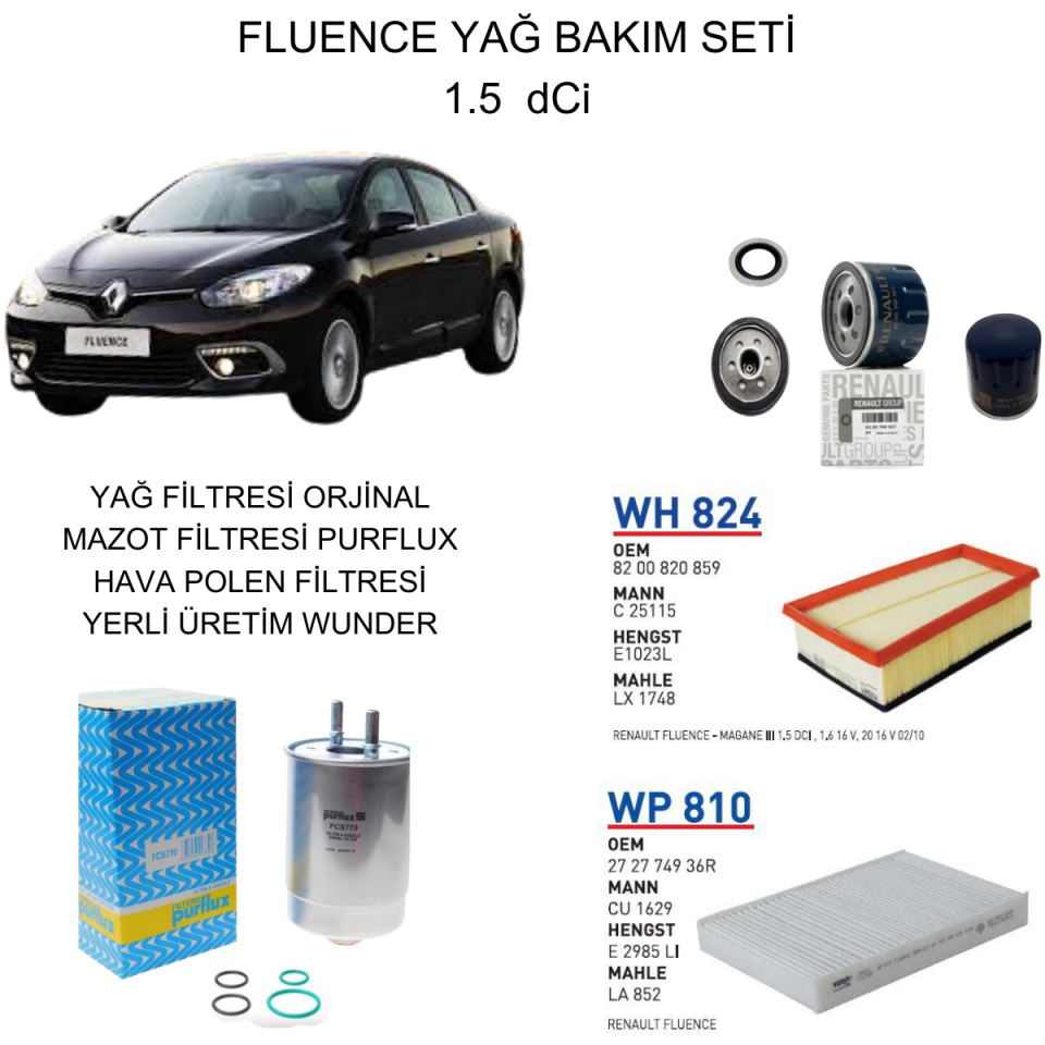 FLUENCE 1.5 DCI YAĞ BAKIM SETİ-2