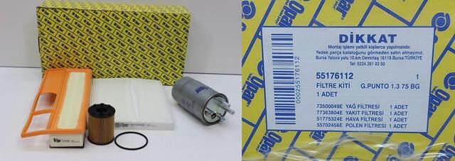 FİLTRE SETİ 55176112 GRANDE PUNTO 1.3MJET 75BG (TIRNAKLI TİP)