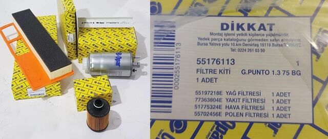 FİLTRE SETİ 55176113 GRANDE PUNTO 1.3MJET 75BG (BORULU TİP)
