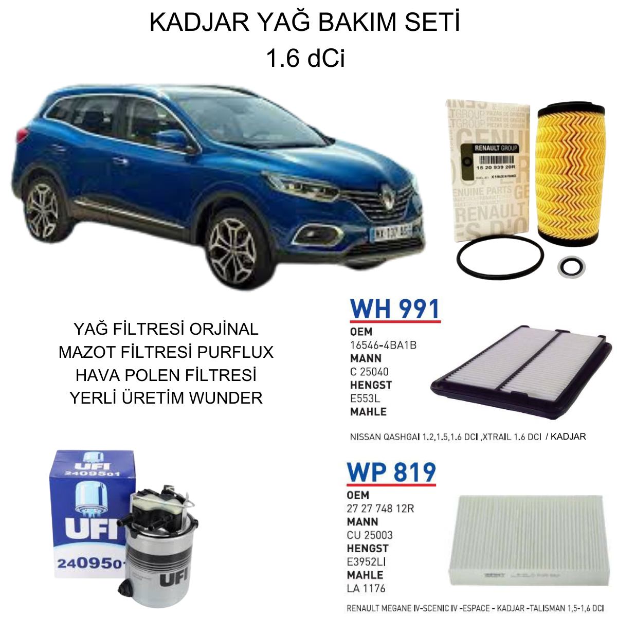 KADJAR 1.6 DCI YAĞ BAKIM SETİ-2