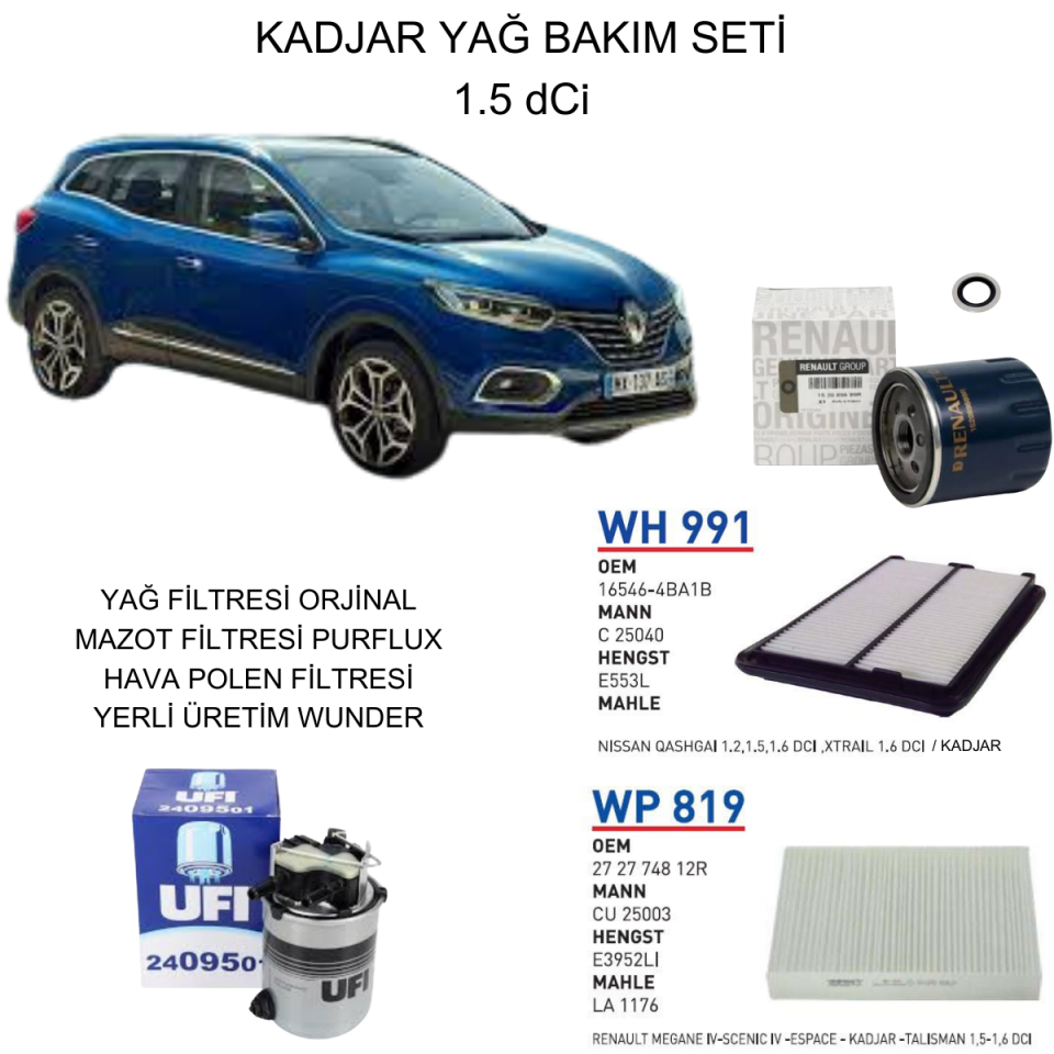KADJAR 1.5 DCI YAĞ BAKIM SETİ-2