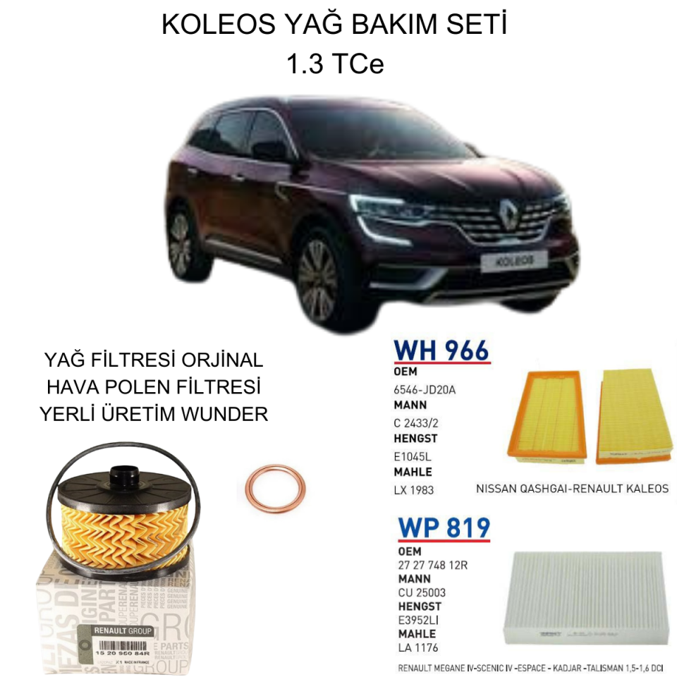 KOLEOS 1.3 TCE YAĞ BAKIM SETİ-2