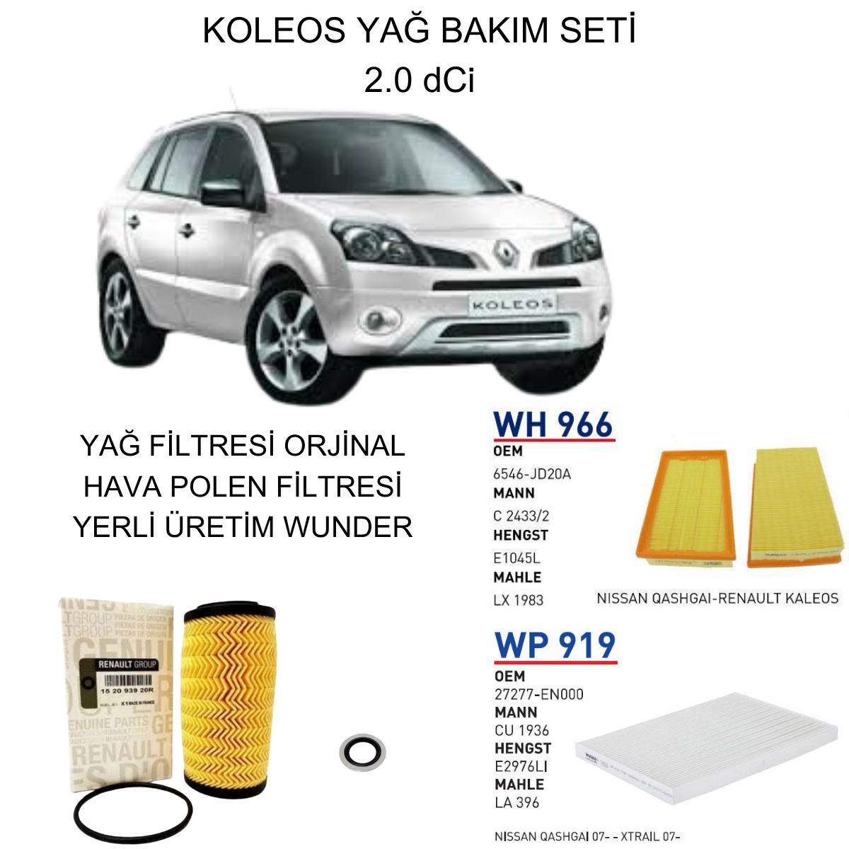 KOLEOS 2.0 DCI YAĞ BAKIM SETİ-3
