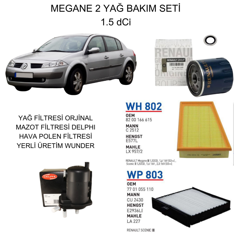 MEGANE 2 (II) 1.5 DCI YAĞ BAKIM SETİ-2