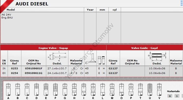 SİBOP GAYDI G1127 A4 A6 2.5 TDI 24V AFM IN 12 EX 12