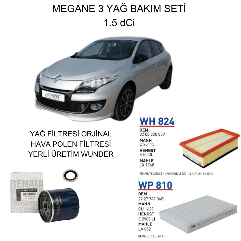 MEGANE 3 (III) 1.5 DCI YAĞ BAKIM SETİ-3
