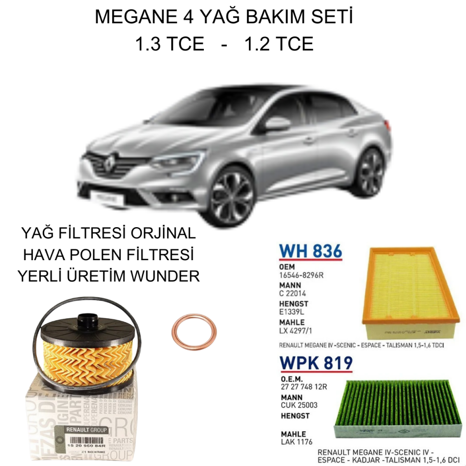 MEGANE 4 (IV) 1.2 TCE - 1.3 TCE YAĞ BAKIM SETİ-2