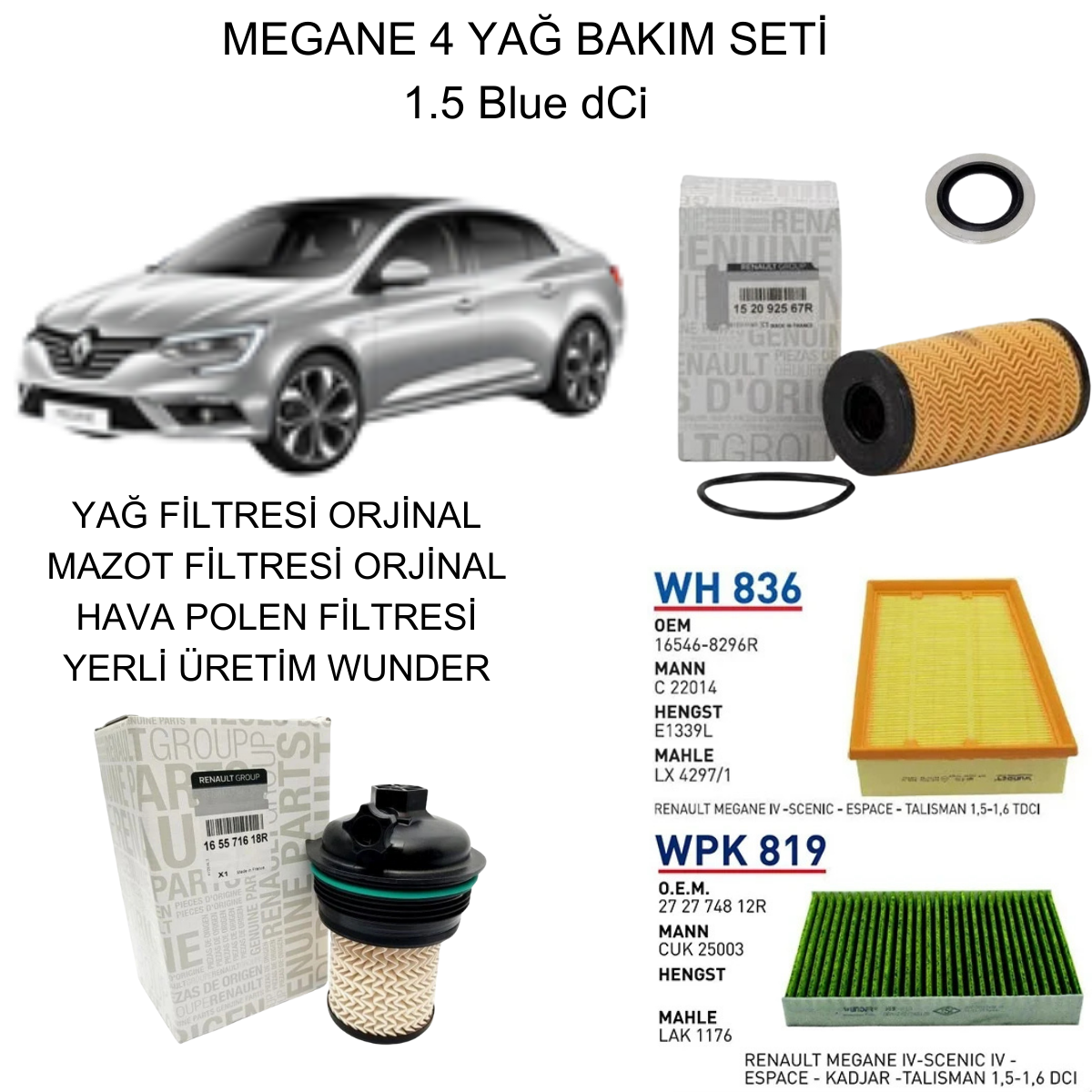 MEGANE 4 (IV) 1.5 BLUE DCI YAĞ BAKIM SETİ-2