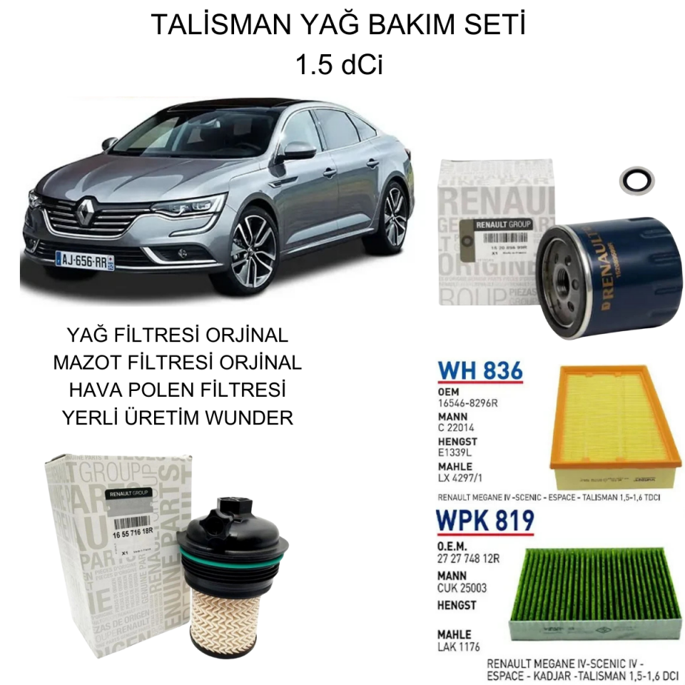TALİSMAN 1.5 DCI YAĞ BAKIM SETİ-2