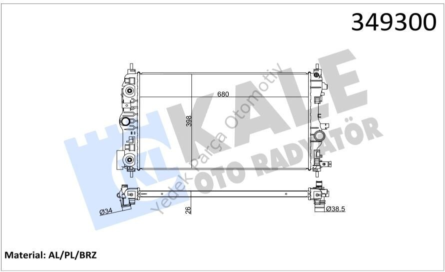 RADYATÖR 349300 ASTRA-J ASTRA GTC ZAFIRA TOURER-C CRUZE 1.4 1.6 10-> BRAZING AT