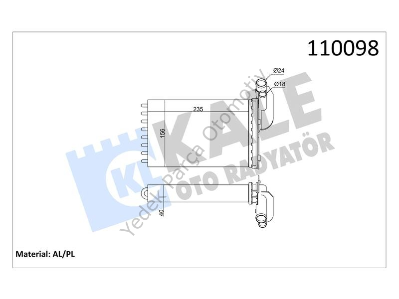KALORIFER R19 CLIO KANGOO MEGANE SCENIC (ALUMINYUM BORULU) 2 SIRA AL+PL
